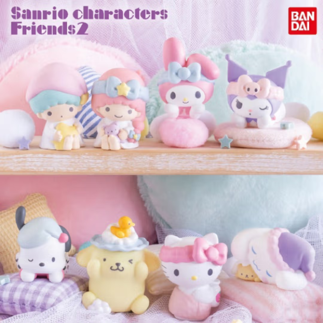 BANDAI × Sanrio Characters Friends Figure (Saison 1ou2) – Boîte surprise avec chewing-gum 1,5 g